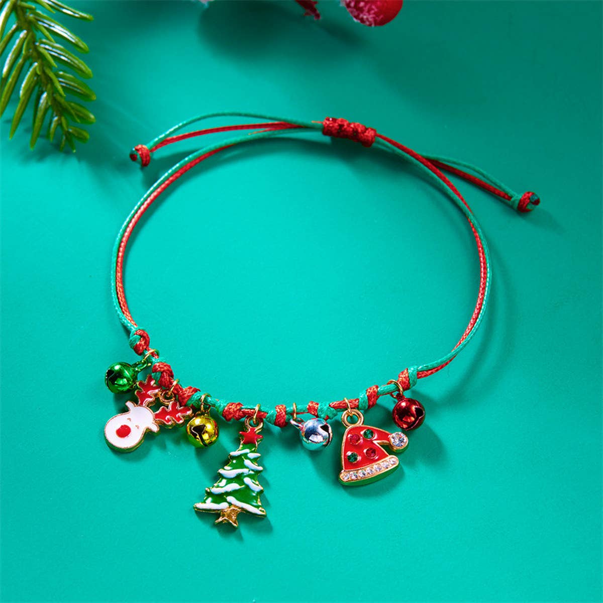 HANDMADE WOVEN CHRISTMAS TREE MOOSE BRACELET