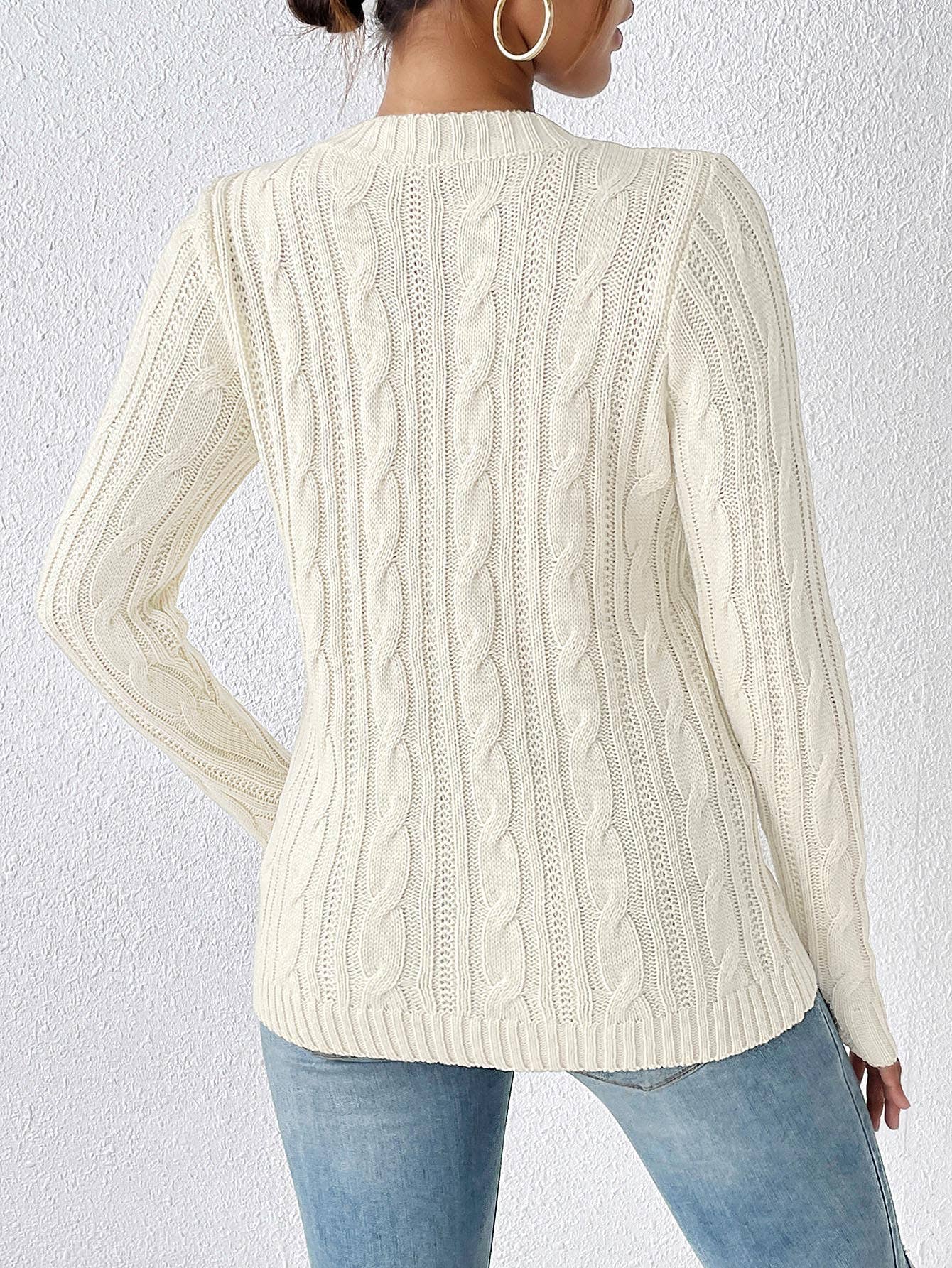 Simple base pearl studded beaded woven sweater