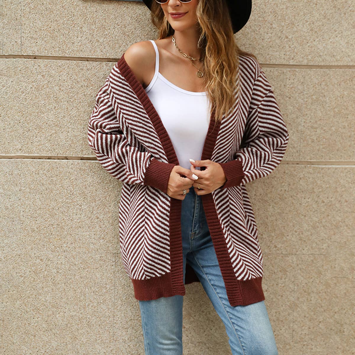 SLOUCHY STRIPED COLOR CARDIGAN