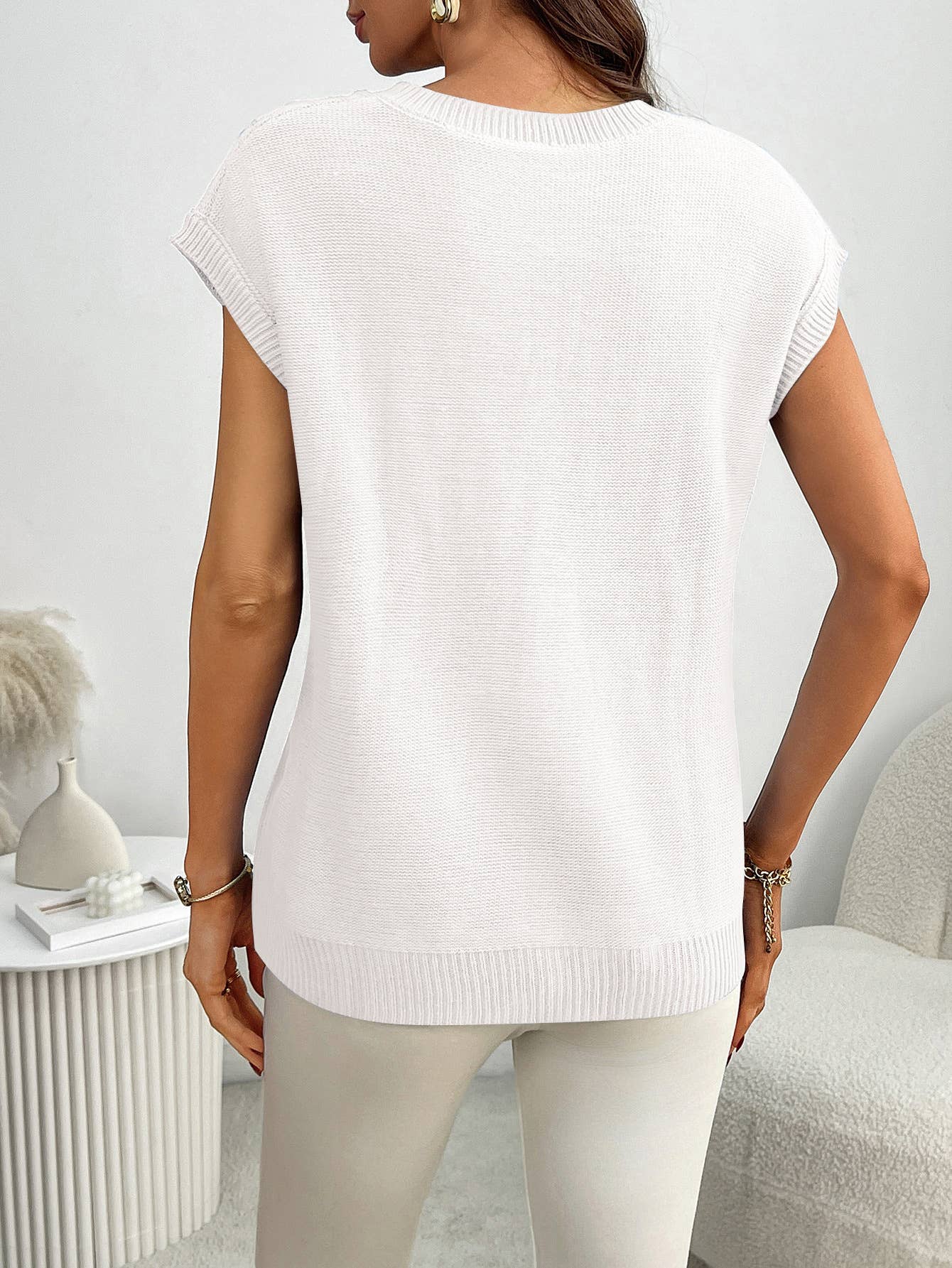 V-neck floral vest loose vest sleeveless sweater