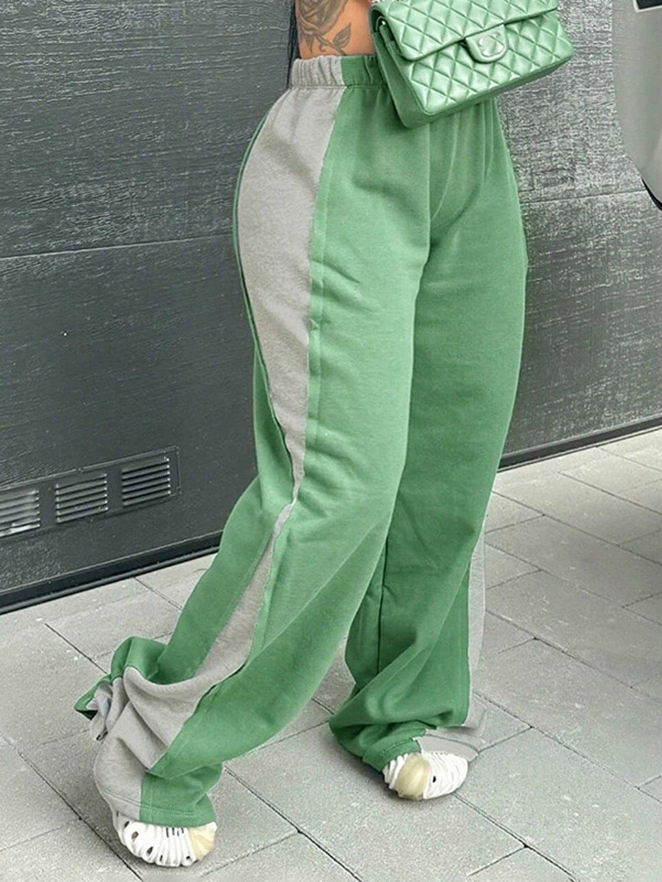 ELASTIC-WAISTED COLOR-MATCHED WIDE-LEG PANTS