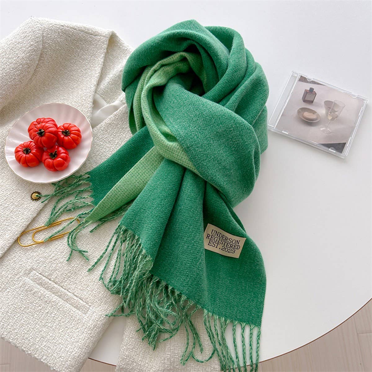 Double Sided Faux Cashmere Scarf-Solid Color Shawl