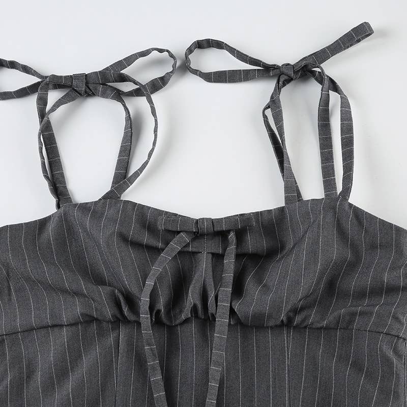Striped irregular slim-fit suspenders