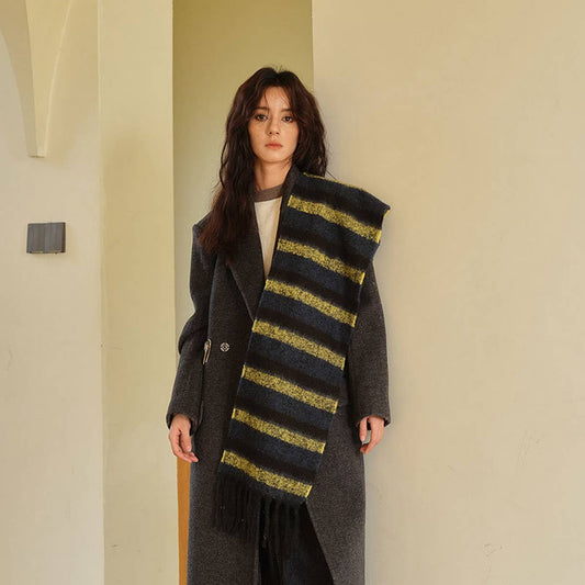 Wool Blend Stripe Scarf ??Soft Narrow Winter Wrap_CWASC2356