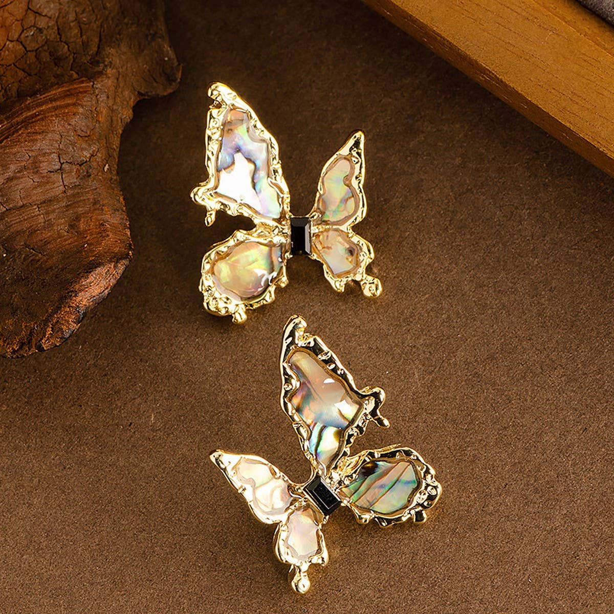 COLORFUL ABALONE BUTTERFLY EARRINGS
