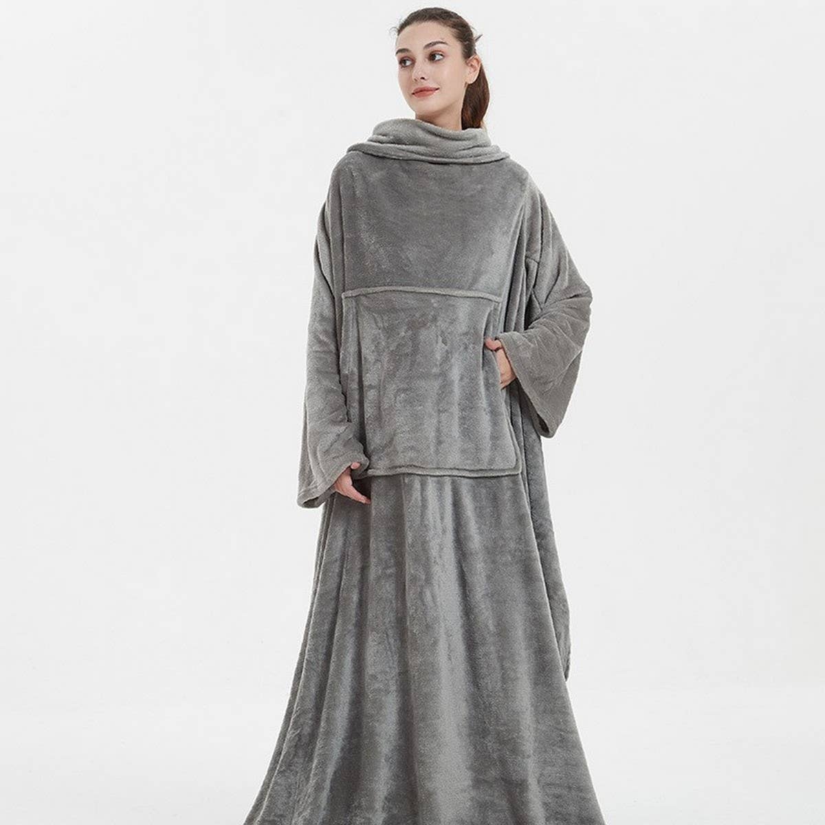 Long Flannel TV Blanket Hoodie for Home & Warmth