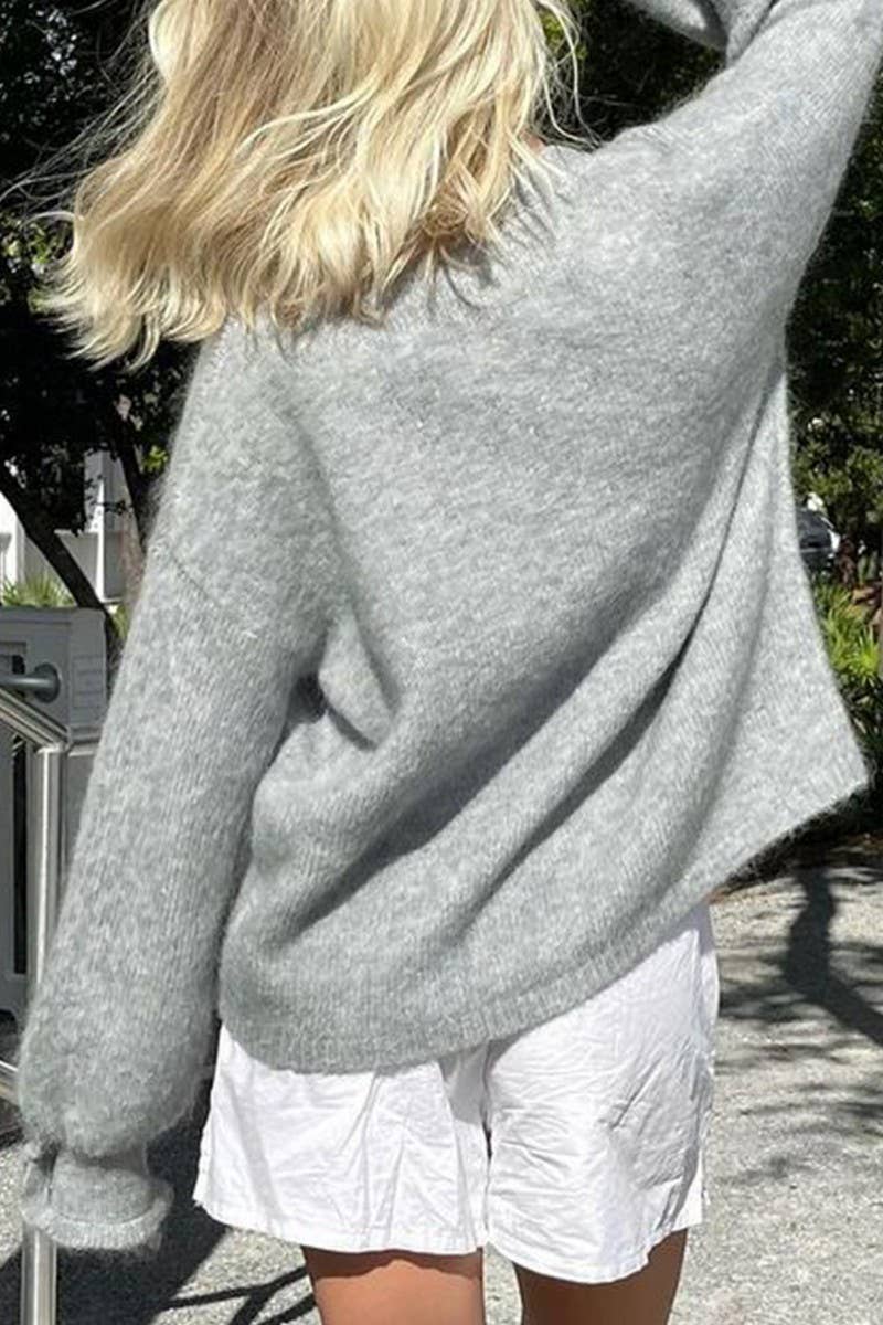 CWOCAL00769_SOLID COLOR LONG-SLEEVED KNITTED CARDIGAN