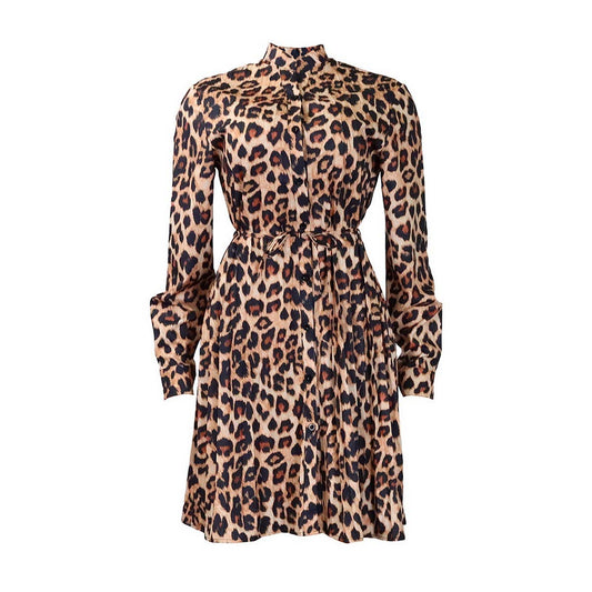 PRINTED PLEATED FASHION TIE CASUAL PLUS SIZE DRESS_CWDSD6160