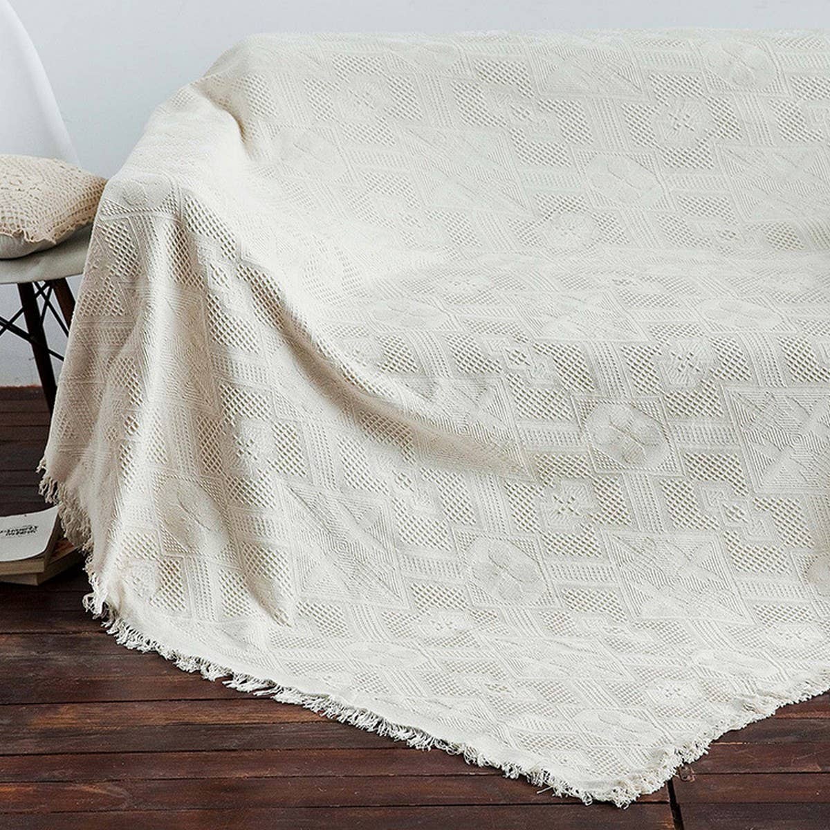 Solid Color Cotton Sofa Throw Blanket_CWMM9646