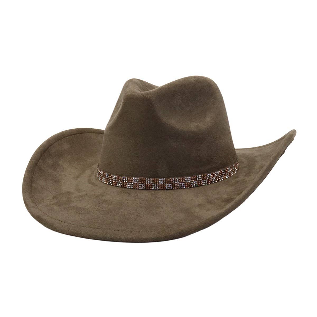Western Ethnic Soft Suede Cowboy Fedora Hat_CWAH04400