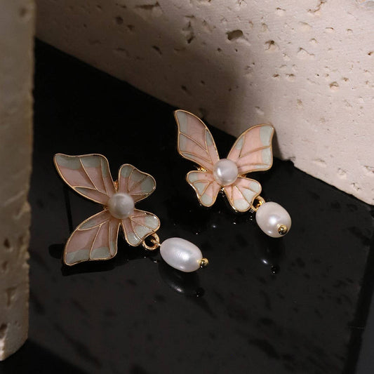 HIGH-END ARTISTIC RETRO BUTTERFLY PEARL EARRINGS