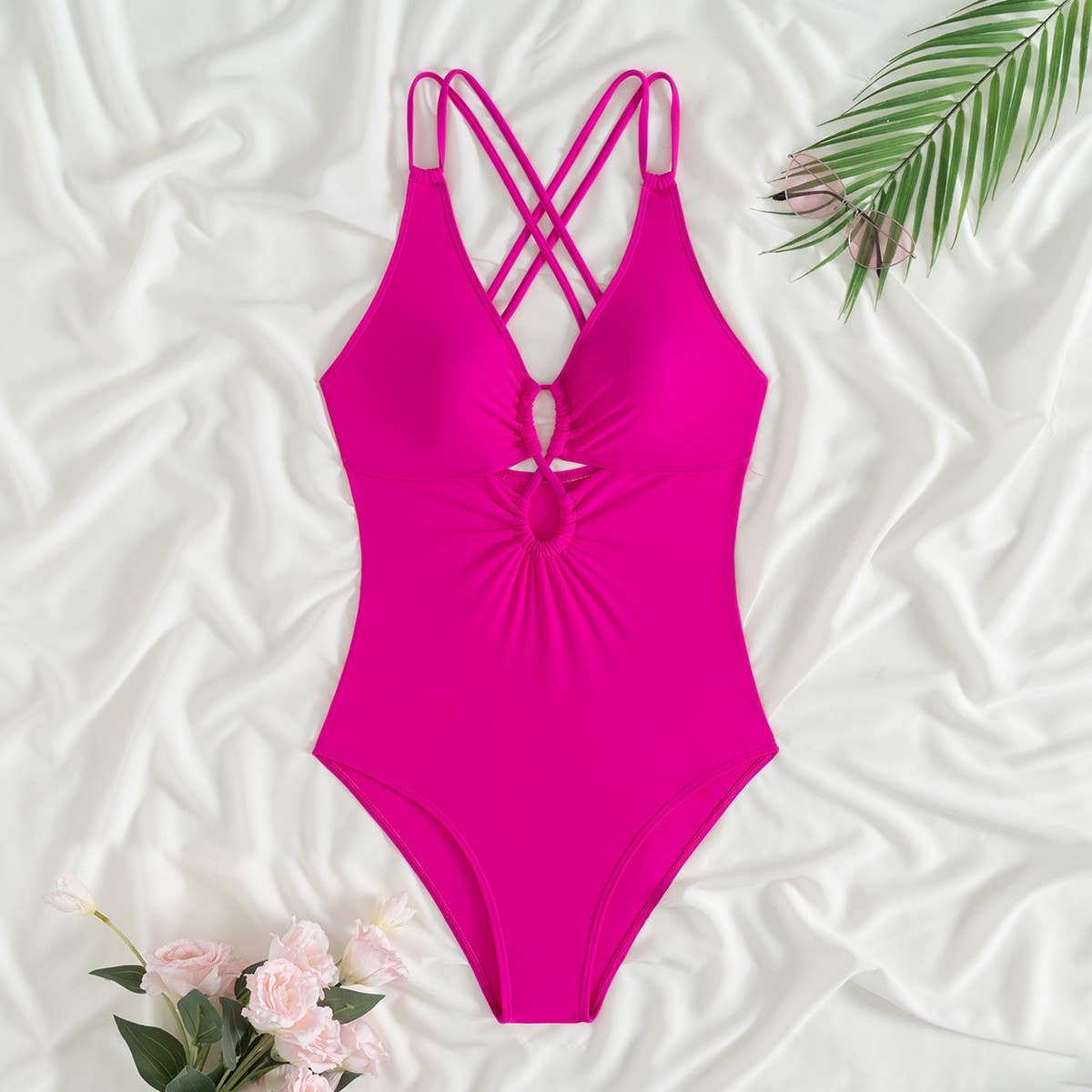 SEXY DOUBLE STRAP ONE-PIECE SWIMSUIT FOR WOMEN