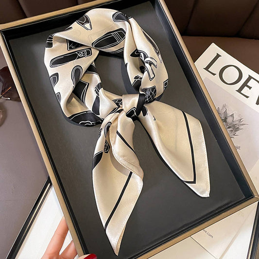Summer Black & White Silk Scarf ??Accessory_CWASC0622