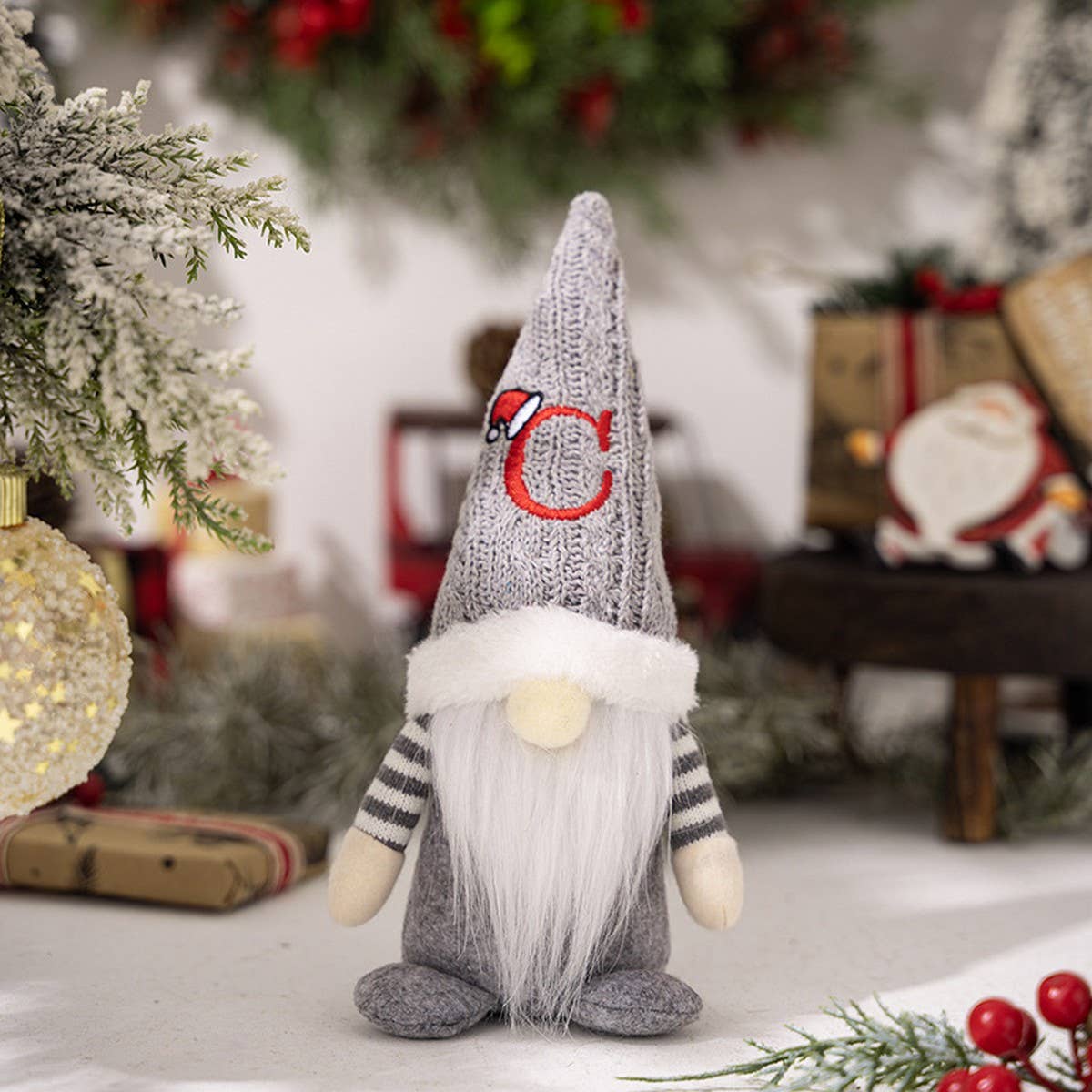 CWMM10338_CHRISTMAS KNITTED HAT GNOME RUDOLPH ORNAMENT