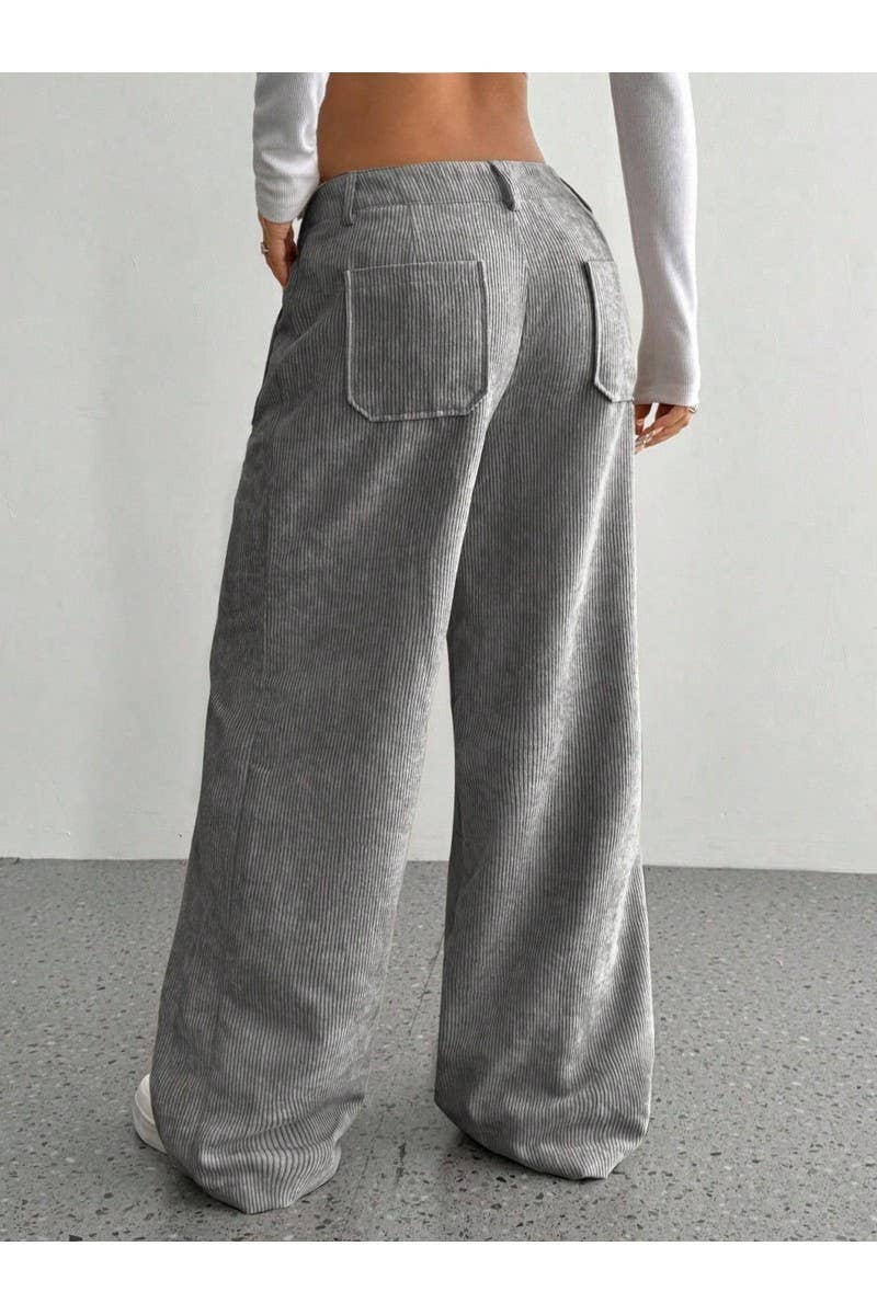 CWBLP01067_2025 FALL WOMEN CORDUROY LOOSE FIT CASUAL PANTS