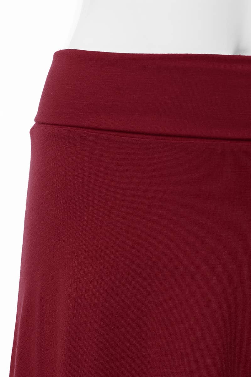 AWBMS204_High Waist Elastic Flared Midi Skirt