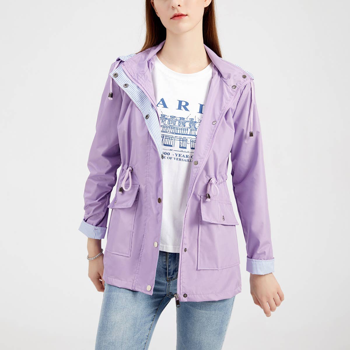 Fall and winter detachable hat and trench coat