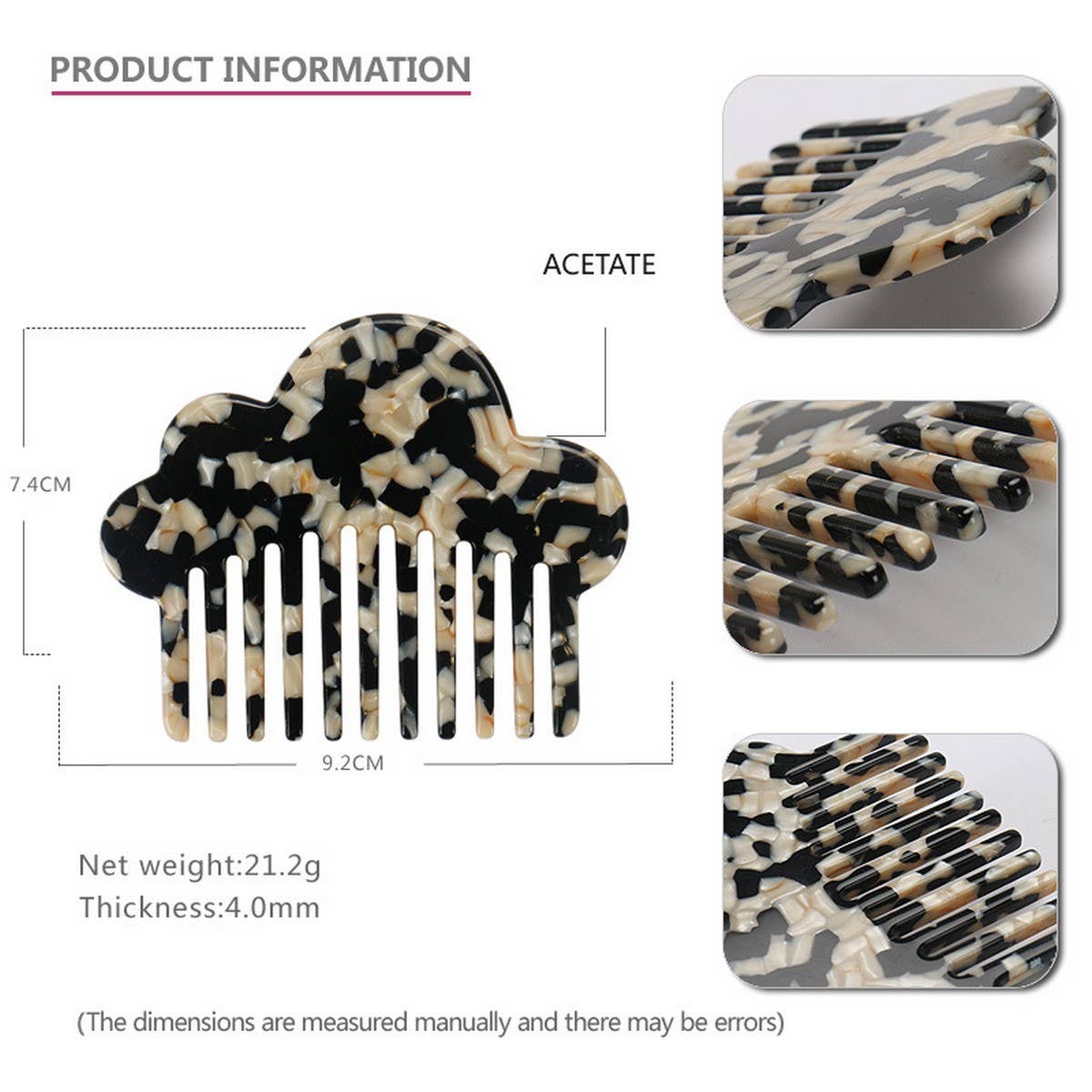 ACETATE 4MM PLATE HAIR COMB ANTI-STATIC COMB_CWAHA4181