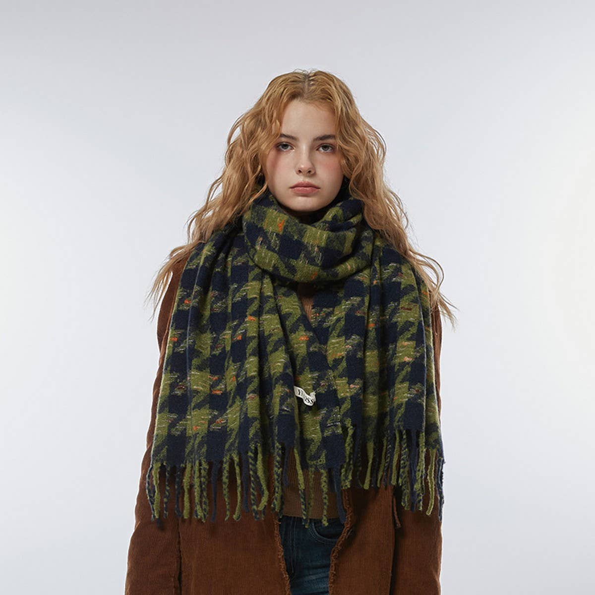 Houndstooth Scarf ? Soft Faux Cashmere Winter Wrap