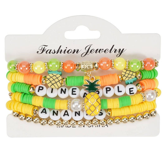 CWAJE05714_CUTE FRUIT STRAWBERRY PINEAPPLE CHARM BRACELET