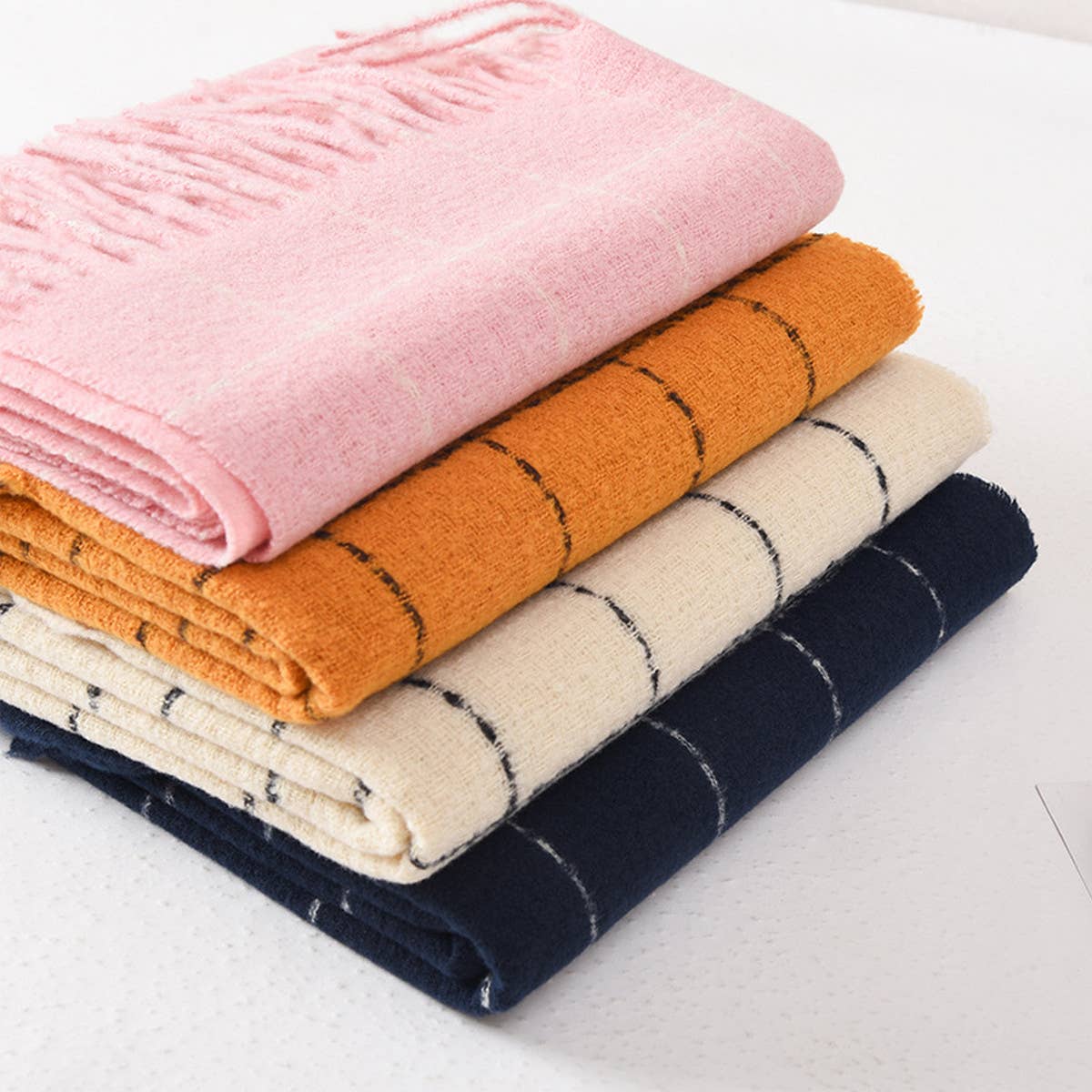 Double-Sided Plaid Scarf for Women - Winter Chic