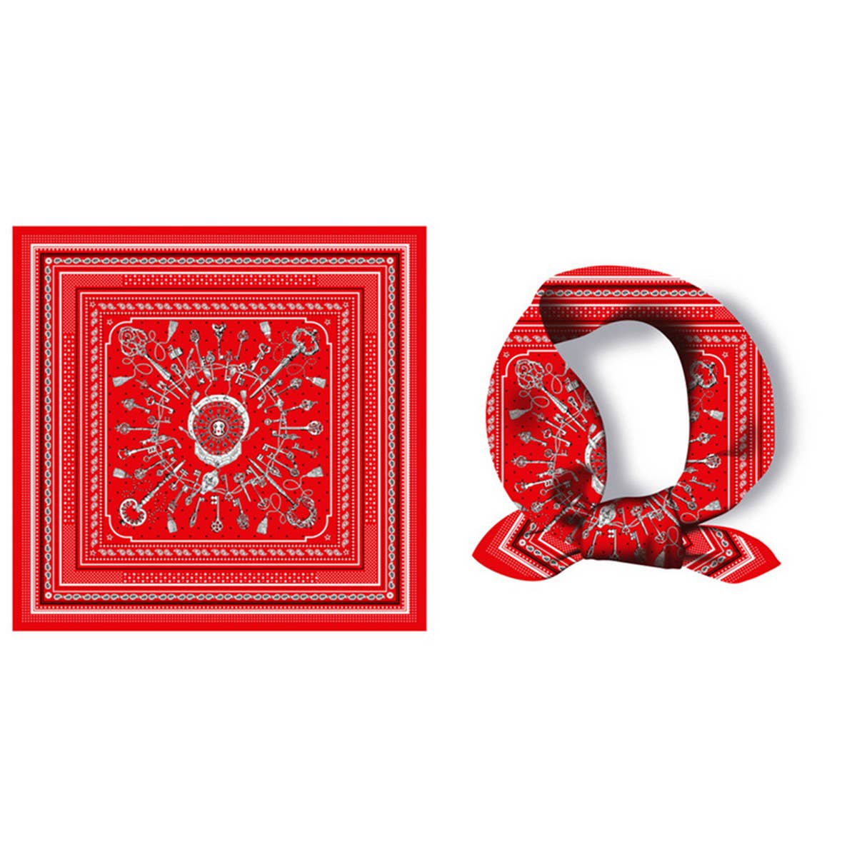 Faux Silk Paisley Print Scarf - Vintage Neck Wrap