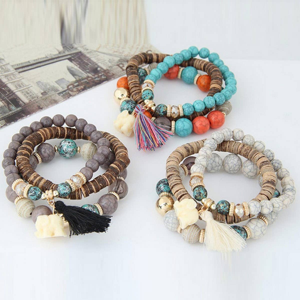 STYLISH ELEPHANT TASSEL MULTI-LAYER BRACELET_CWASC0691