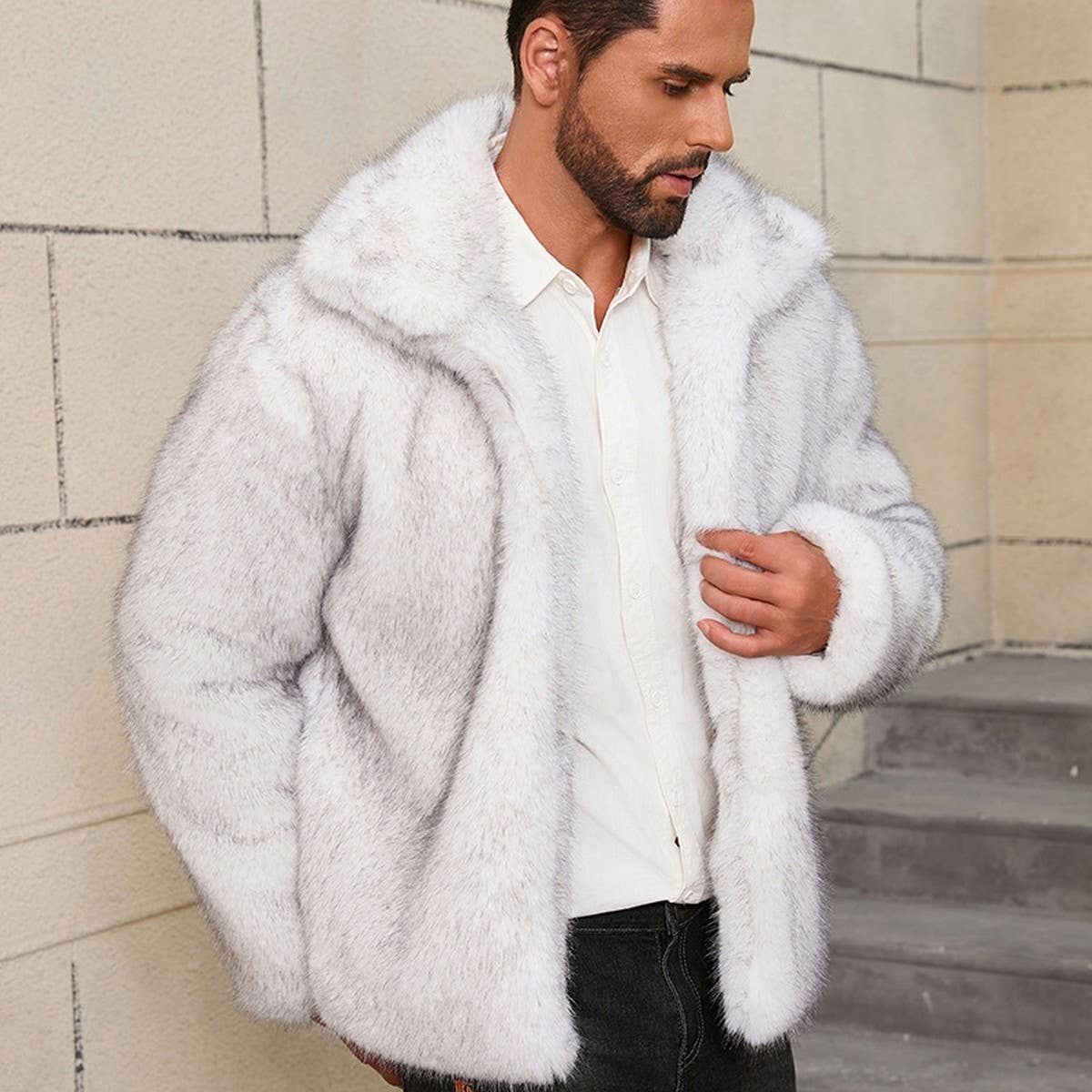 Men¡¯s Faux Fur Short Jacket Fashion Winter Coat