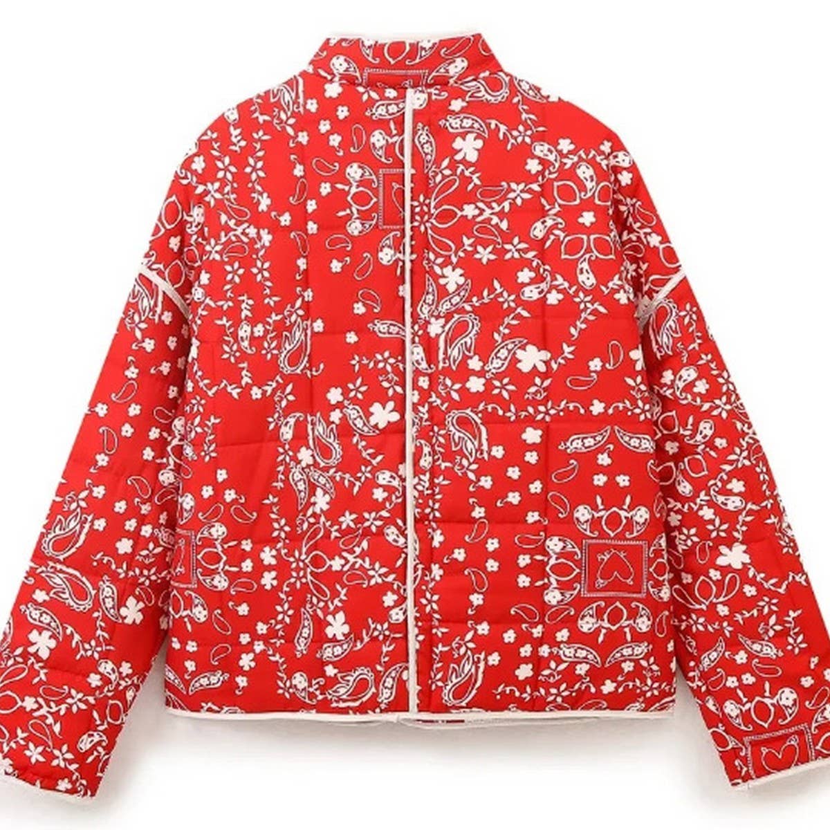 REVERSIBLE FLORAL LOOSE WARM QUILTED JACKETS