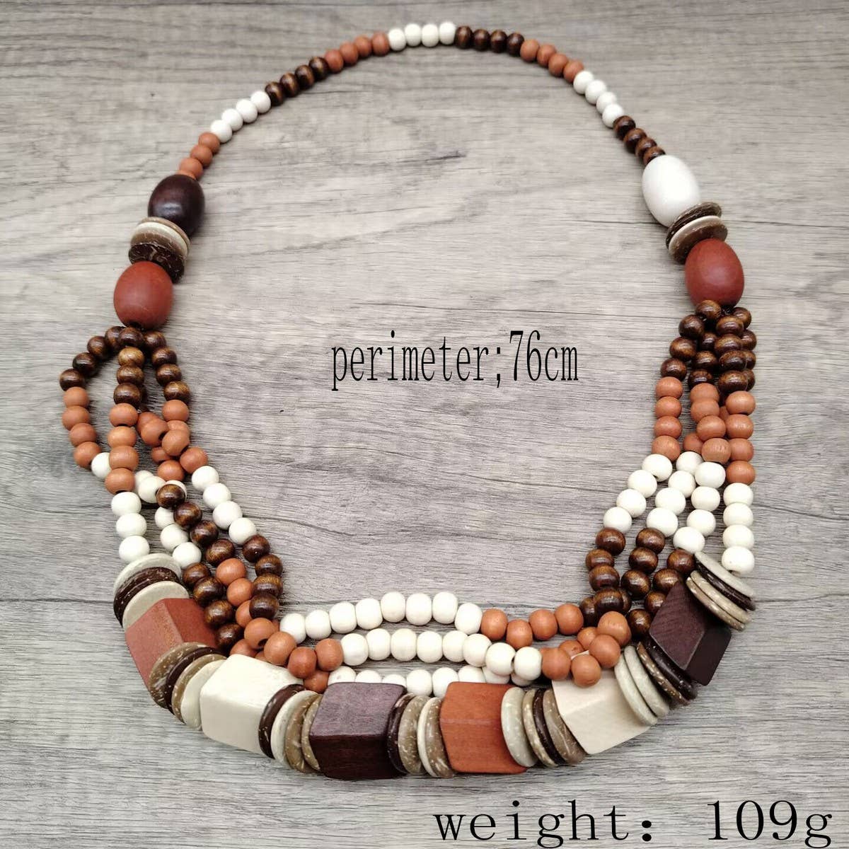 RETRO ETHNIC STYLE WOODEN MULTI-LAYER NECKLACE_CWMM4852