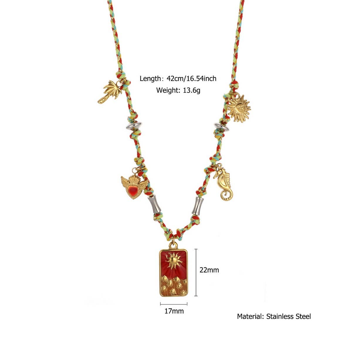 Stylish Woven Rope Necklace with Steel Pendant_CWMM8827