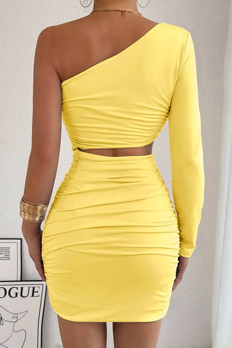 CWDSD10745_HOT GIRL ONE SHOULDER CUTOUT BODYCON DRESS