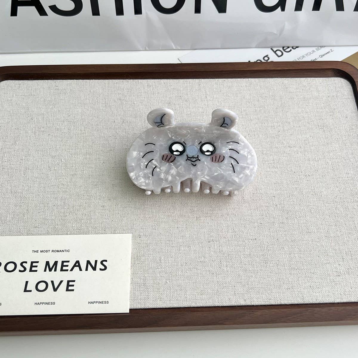 Cute Cartoon Cat Acetate Hair Clip with Bunny