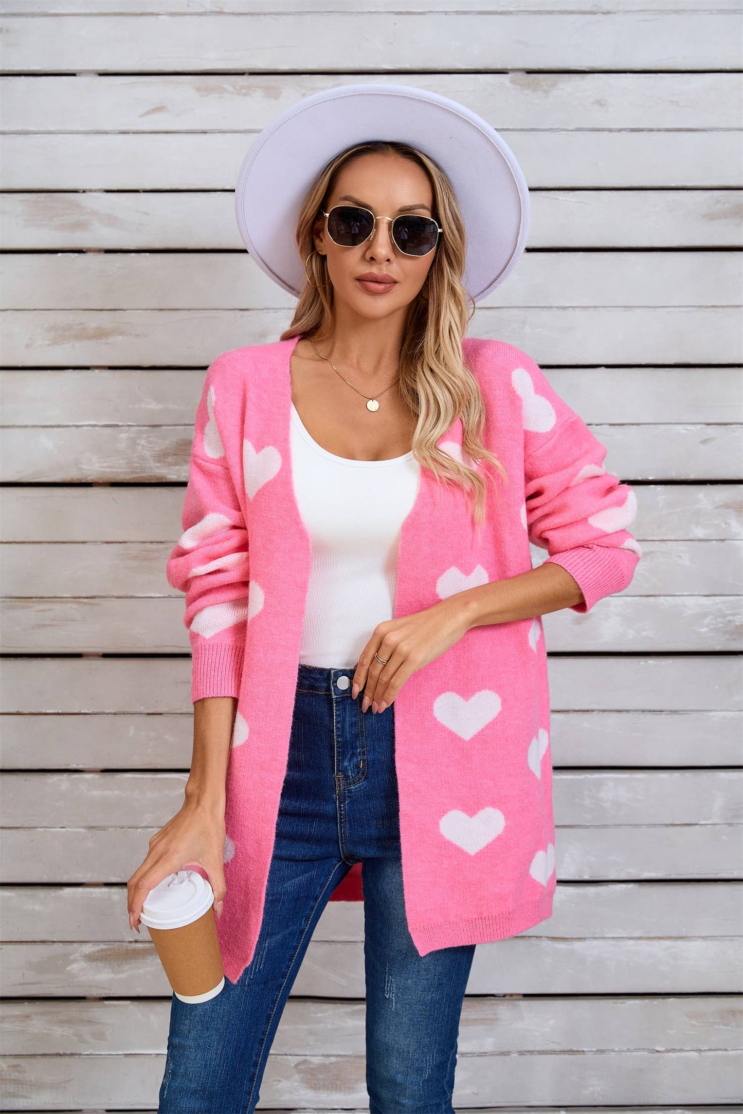 VALENTINE'S DAY COLOR CONTRAST LOVE CARDIGAN