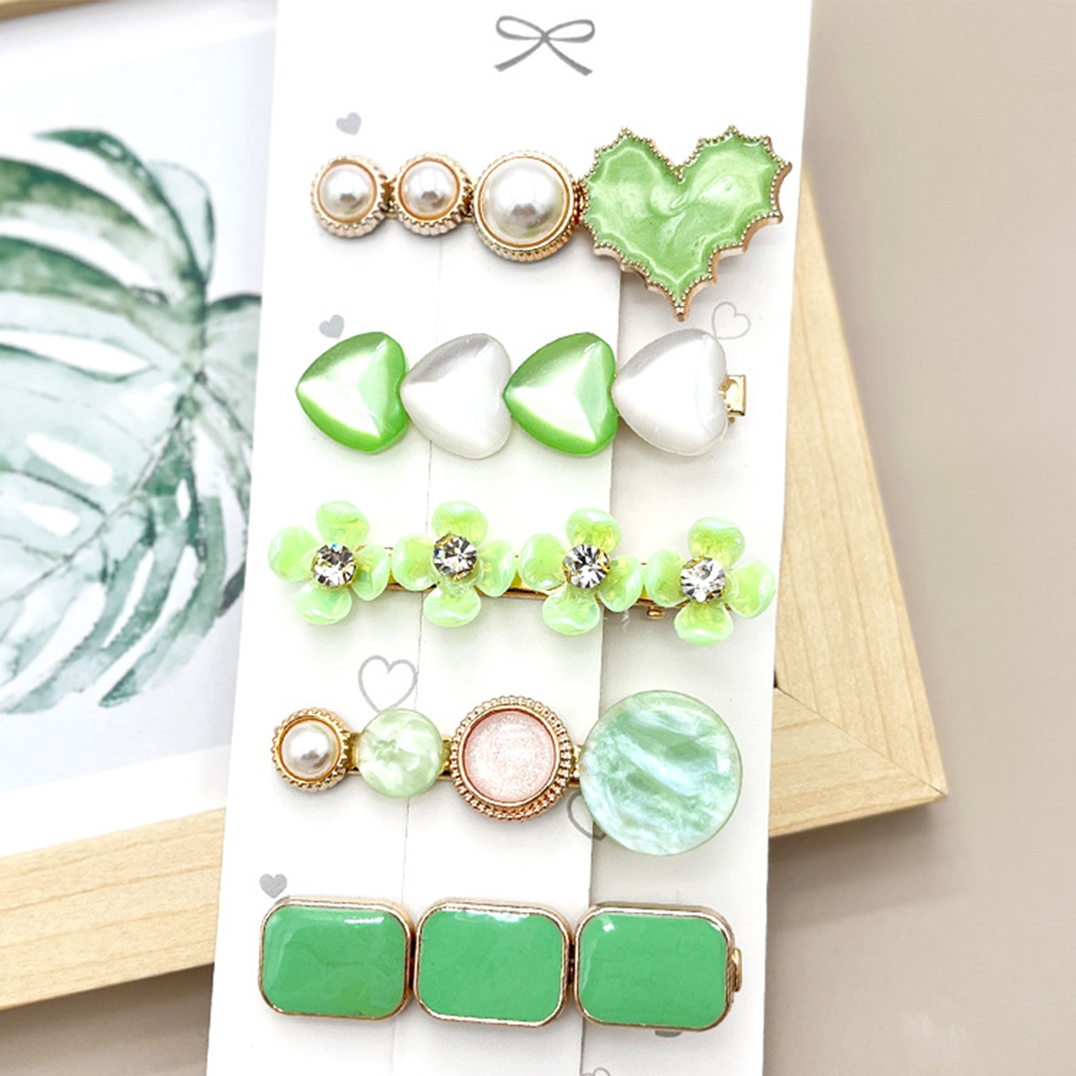 Rhinestone Pearl Hair Clip Set - Elegant Side Pin _CWAHA0159