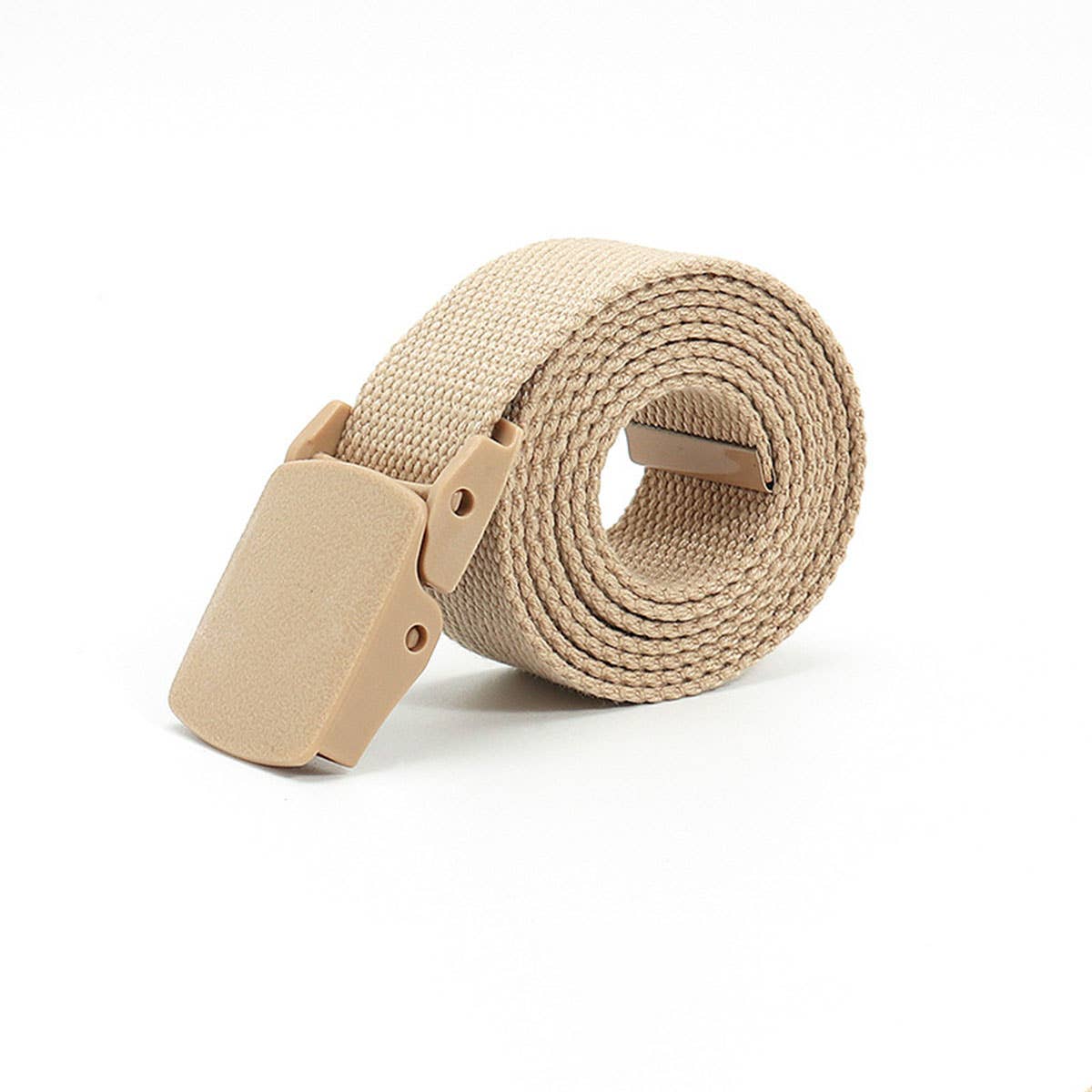 SOLID COLOR WOVEN CANVAS BELT WITH PLASTIC BUCKLE_CWABE0675