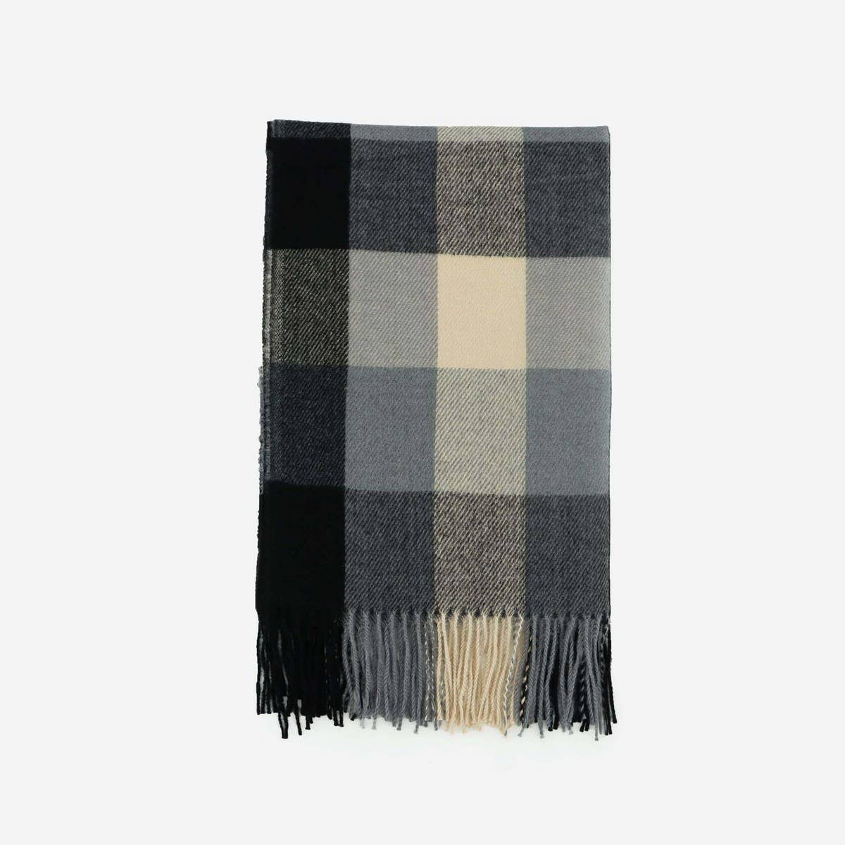 Faux Cashmere Plaid Scarf with Tassels for Men