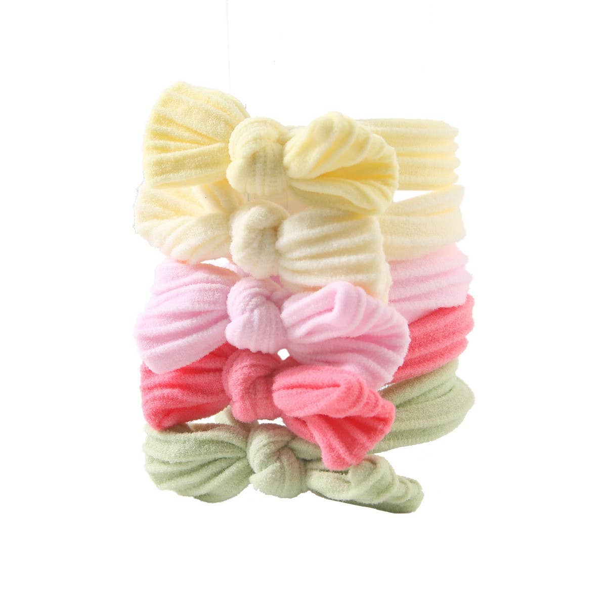 CWAHA1384_BOW HIGH STRETCH HAIR TIE ,5 PACK SET