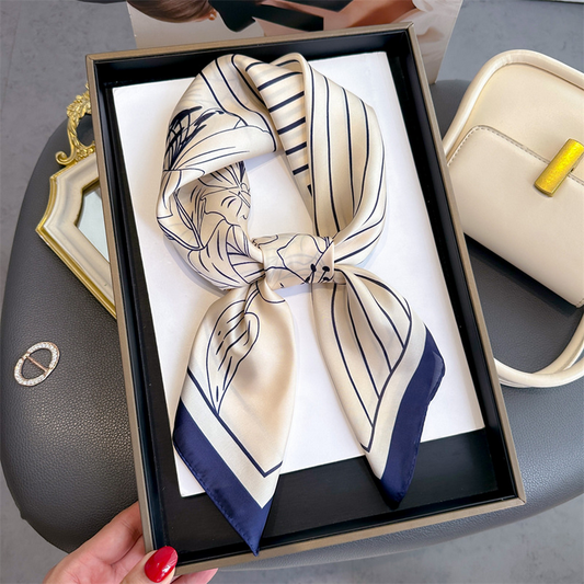 Lily Print Satin Square Scarf for Summer Sun