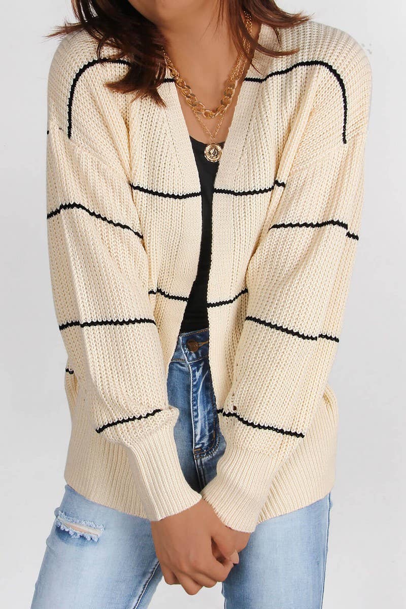 Women's short loose knit cardigan coat