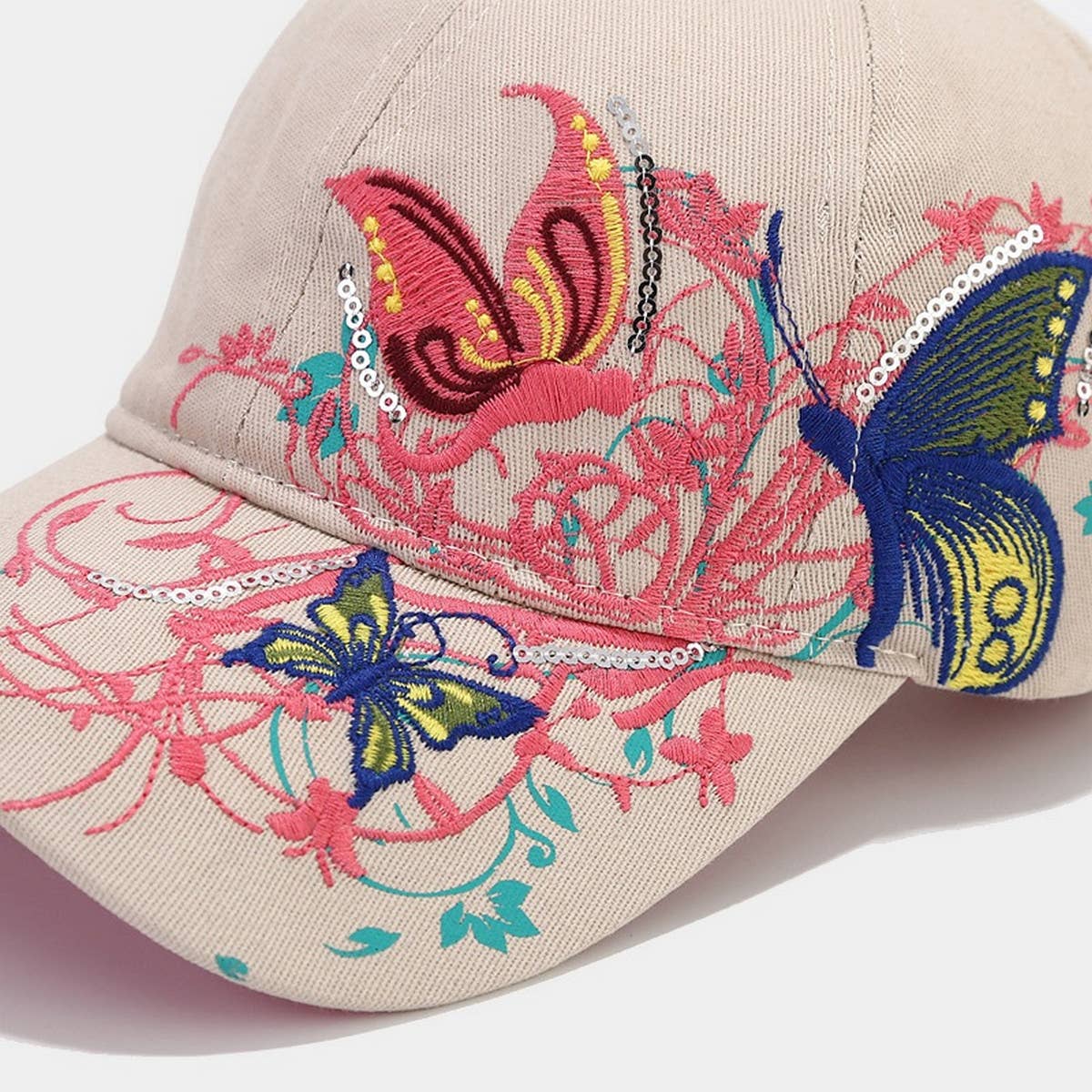 Butterfly Embroidery Baseball Cap, Women??¢s Sun Hat CWAH1648