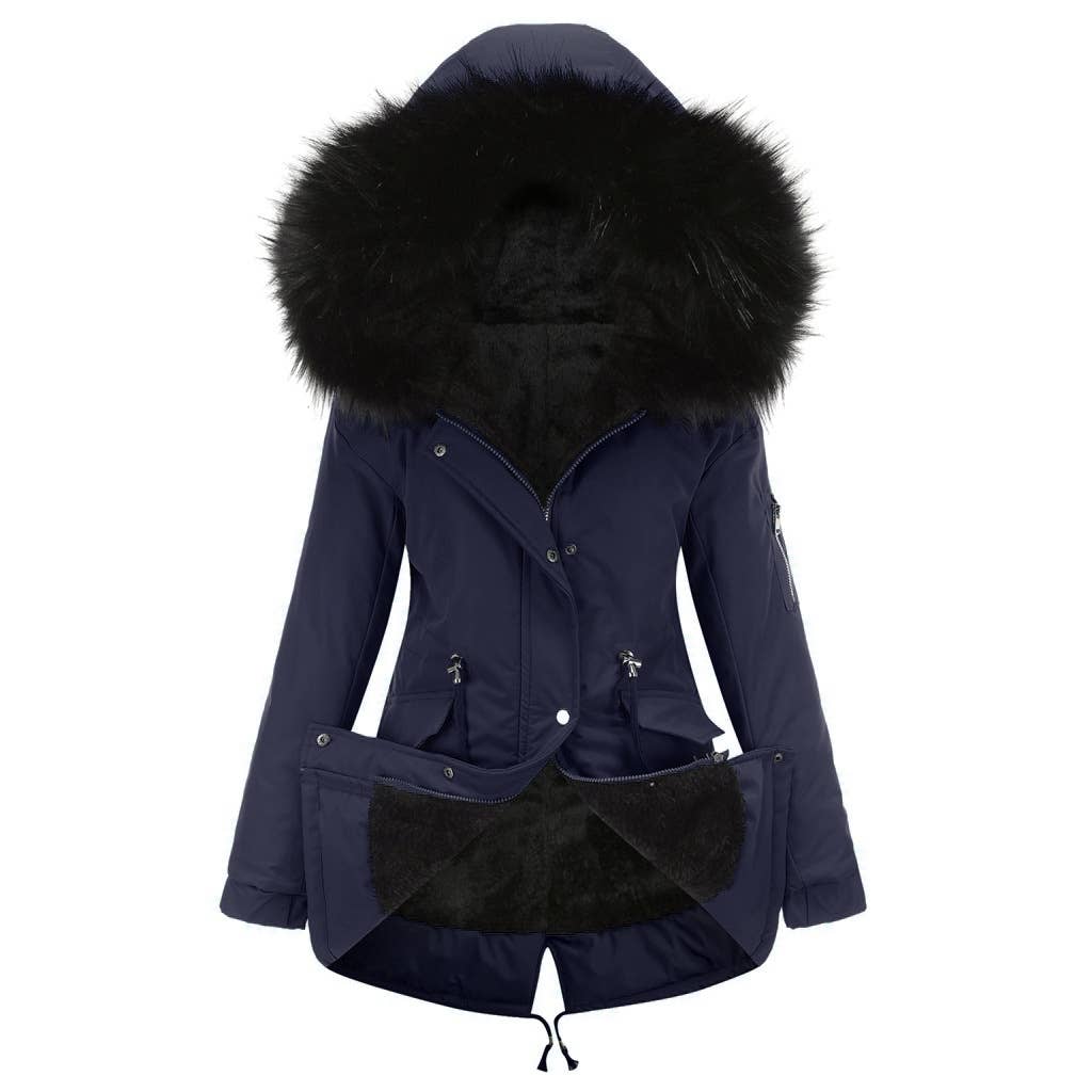 Warm plus fleece coat fur collar plus cotton jacket