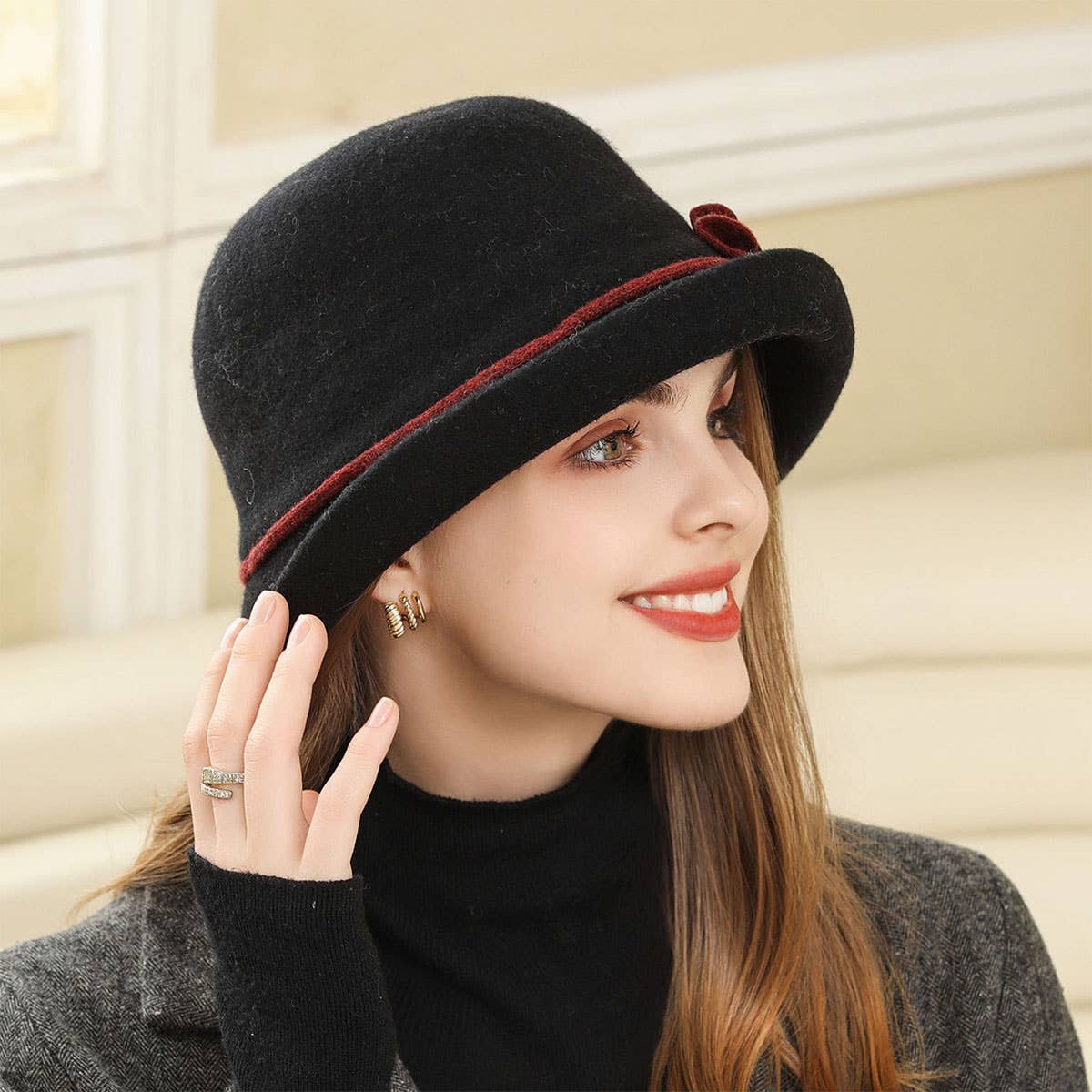 VINTAGE STYLE WIDE BRIMMED FEDORA HAT_CWAH1976