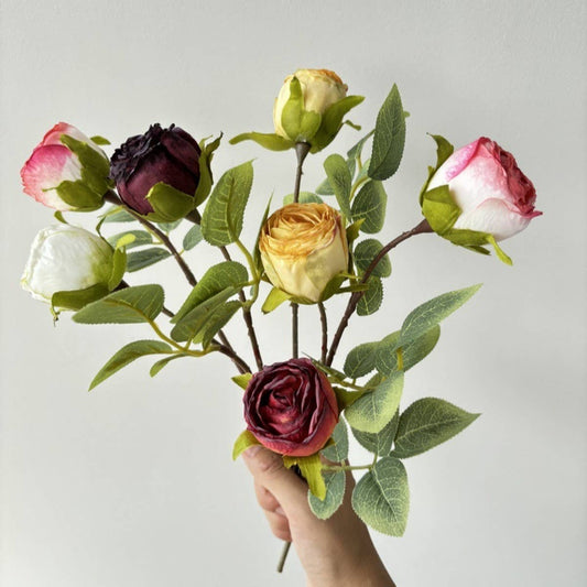 Vintage Single Head Rose Bouquet with Burnt Edges