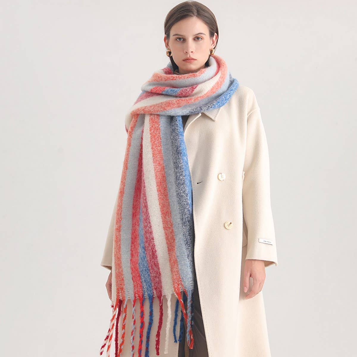 Rainbow Stripe Scarf - Cozy Cute Winter Wrap_CWASC0984