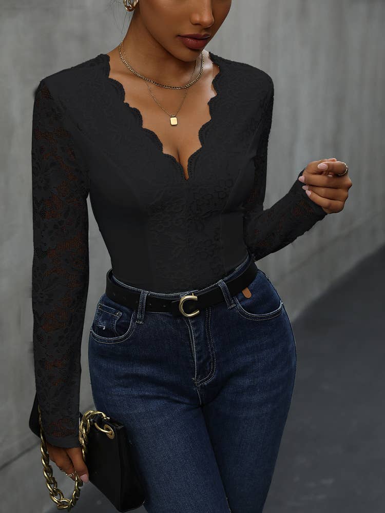 Lace patchwork slimming and sexy jumpsuit