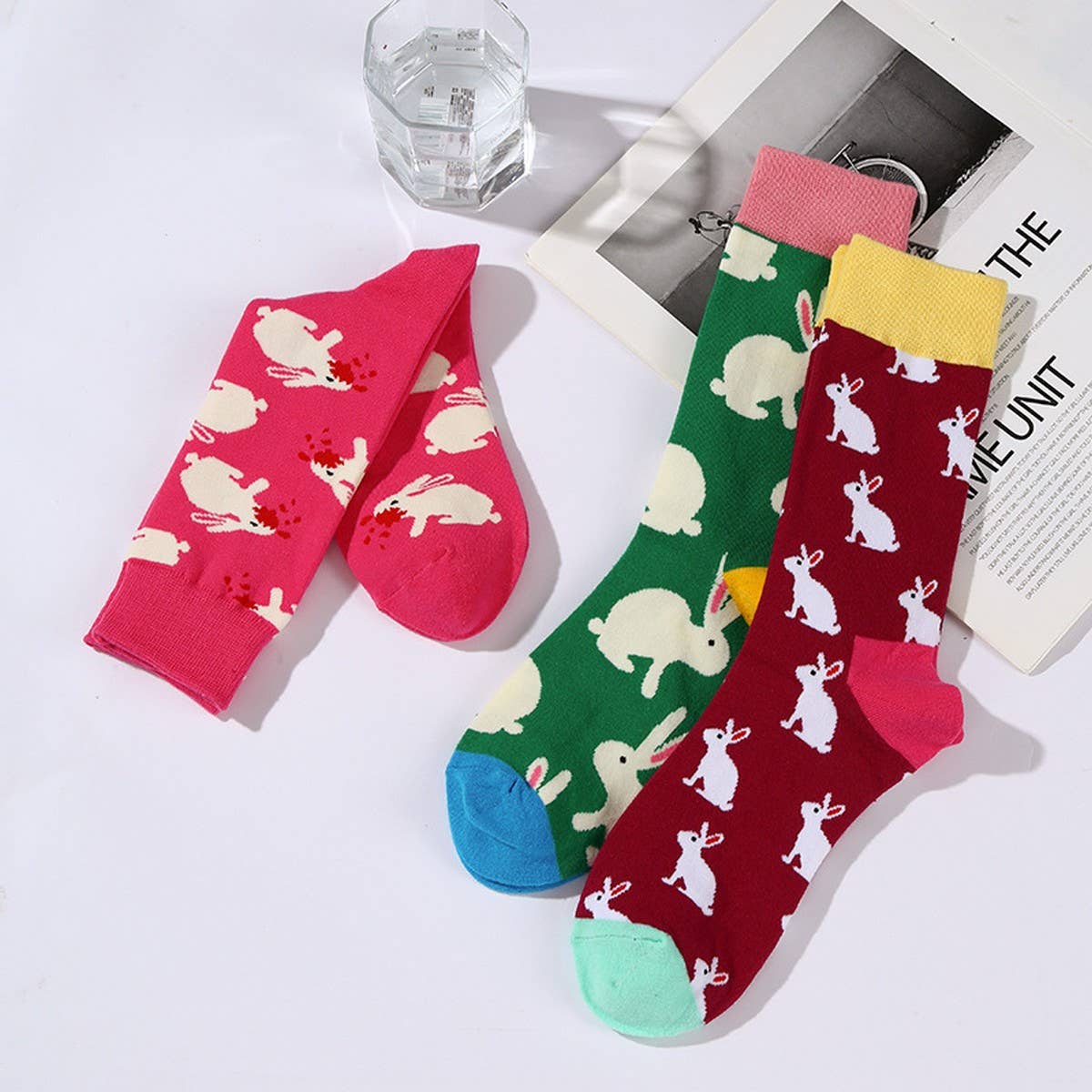 AUTUMN AND WINTER CREATIVE PRINTED MID-CALF SOCKS_CWMS1014