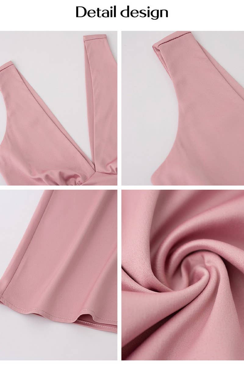 CWDMD4567_SATIN SLIM FIT DEEP V BACKLESS EVENING DRESS