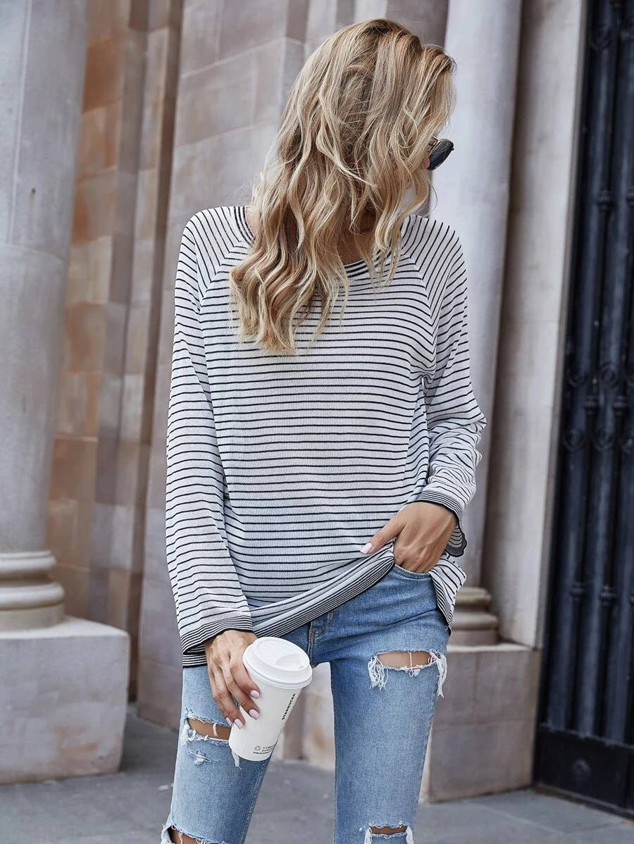 CWOSWL1153_Long Sleeve Round Neck Pullover Striped Sweater