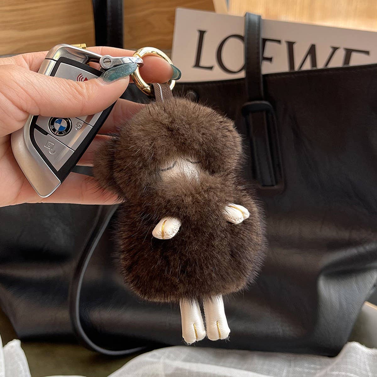 CUTE PLUSH LAMB CAR KEYCHAIN BAG PENDANT GIFT
